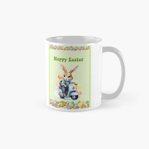 Item preview, Happy Easter card with watercolor Funny Cute Easter Bunny on the bike postcard designed and sold by Createya.