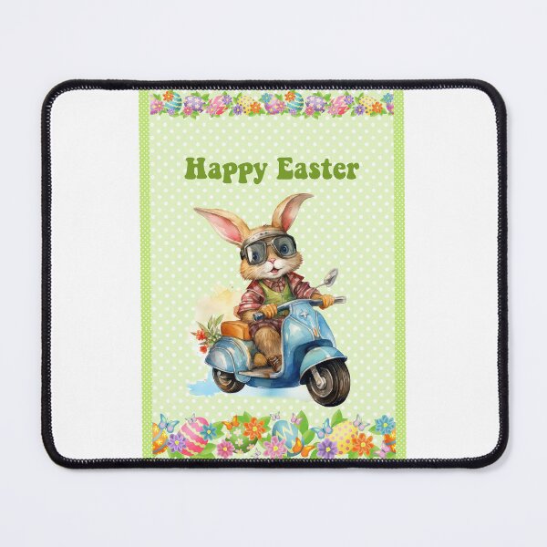 Item preview, Happy Easter card with watercolor Funny Cute Easter Bunny on the bike postcard designed and sold by Createya.