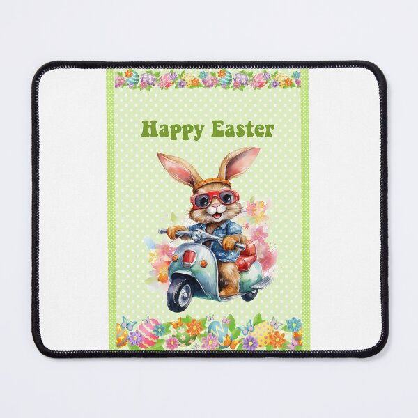 Item preview, Easter card with watercolor Funny Cute Easter Bunny on the bike postcard designed and sold by Createya.
