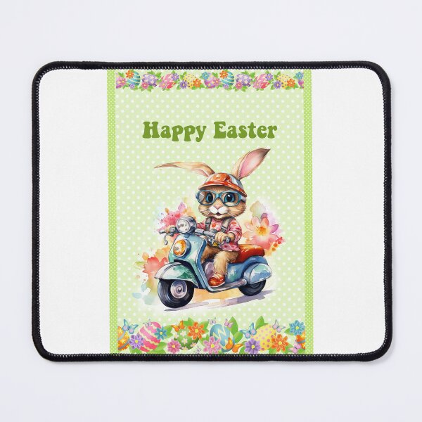 Item preview, Easter card with watercolor Funny Cute Easter Bunny on the bike postcard designed and sold by Createya.