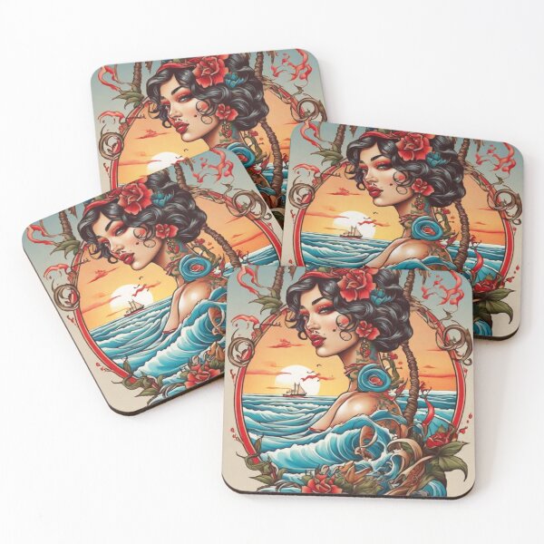Item preview, Monterey Breeze: Sailor Jerry & Ed Hardy Inspired Tattoo Designs designed and sold by Leo digital art.