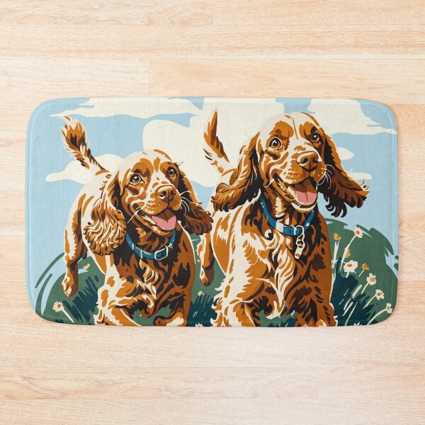 Item preview, Frolicking Cocker Spaniels Retro Dog Art, Two Gentle Charming Pups, Special Gift for Dog Moms designed and sold by furrlieben.