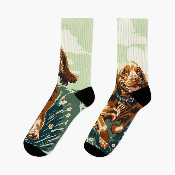 Item preview, Frolicking Cocker Spaniels Retro Dog Art, Two Gentle Charming Pups, Special Gift for Dog Moms designed and sold by furrlieben.