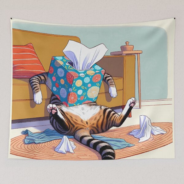 Item preview, Feline Fiasco: Tissue Box Tumble designed and sold by Felix Tanner.
