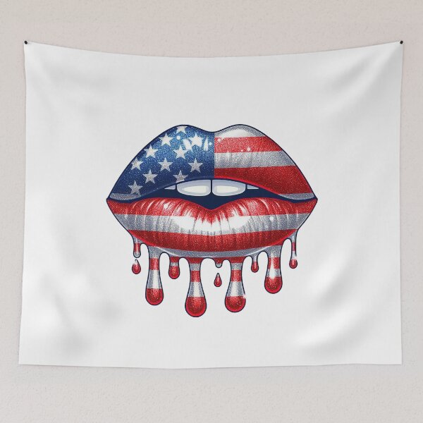 Item preview, Dripping Lips, USA, Patriotic, American flag designed and sold by iclipart.