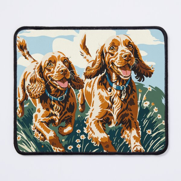 Item preview, Frolicking Cocker Spaniels Retro Dog Art, Two Gentle Charming Pups, Special Gift for Dog Moms designed and sold by furrlieben.