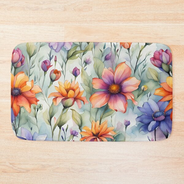 Item preview, Beautiful watercolor wild flowers in orange and purple designed and sold by J Knight.