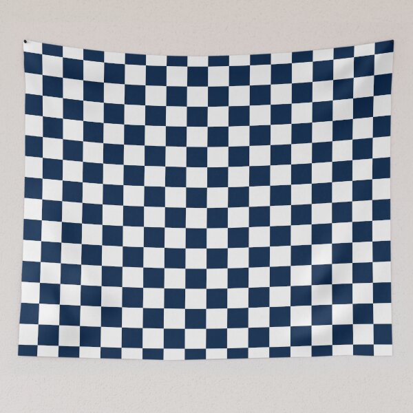 Item preview, Small Checkered - White and Oxford Blue designed and sold by JustPatterns2.