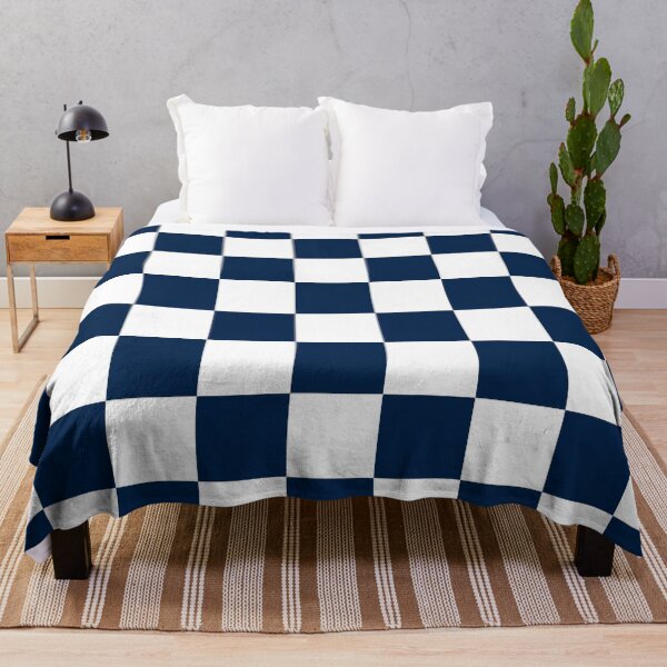 Item preview, Checkered - White and Oxford Blue designed and sold by JustPatterns2.