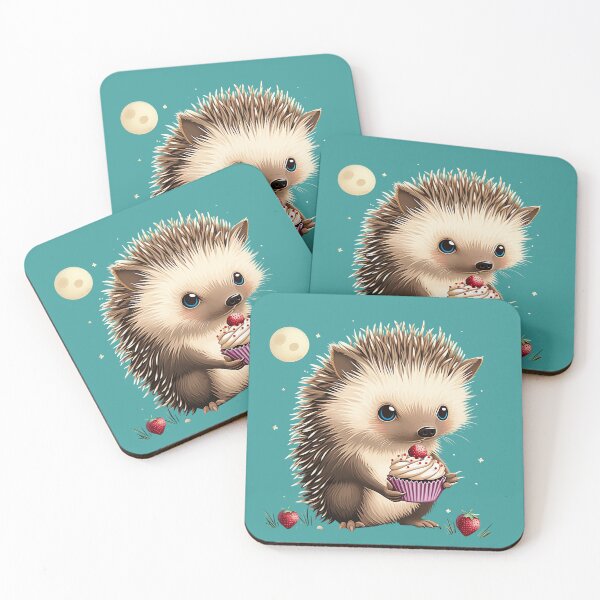 Item preview, Cute Hedgehog's Strawberry Cupcake Sweet Treat Cottagecore designed and sold by nat82.