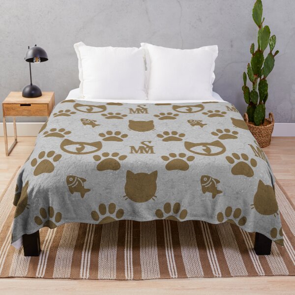Item preview, Sir Meowton's Gilded Grace - Elegant Gold on White Cat Paw Pattern designed and sold by Sir Meow Meow.