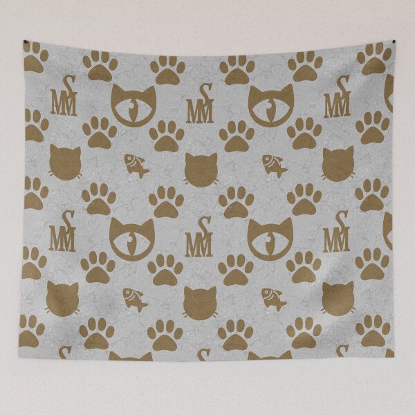 Item preview, Sir Meowton's Gilded Grace - Elegant Gold on White Cat Paw Pattern designed and sold by Sir Meow Meow.