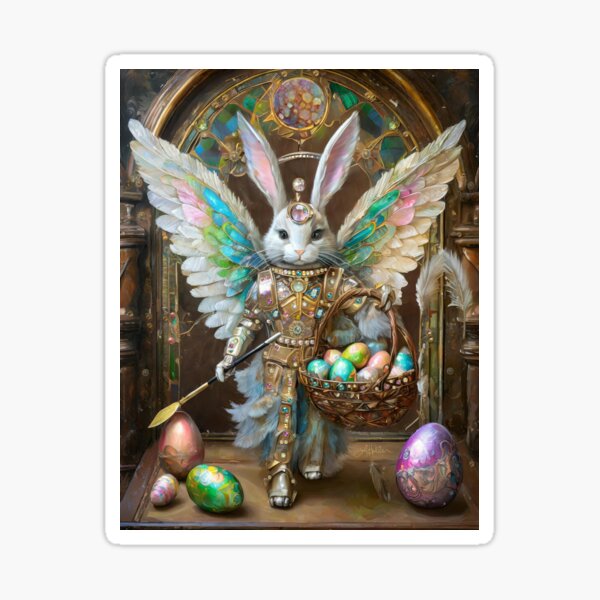Item preview, Easter Bunny Angel Knight Delivering Easter Eggs designed and sold by Lee Hiller Designs.