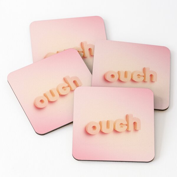 Item preview, Ouch 3D lettering on peach pink background  designed and sold by helga-wigandt.
