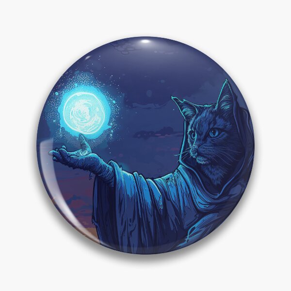 Item preview, Cat sorcerer casting light spell to highlight his surroundings in the medieval town designed and sold by EpicFantasy.