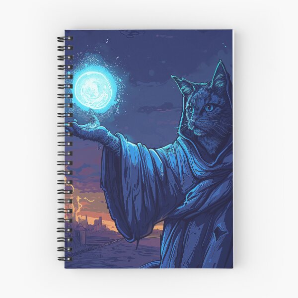 Item preview, Cat sorcerer casting light spell to highlight his surroundings in the medieval town designed and sold by EpicFantasy.