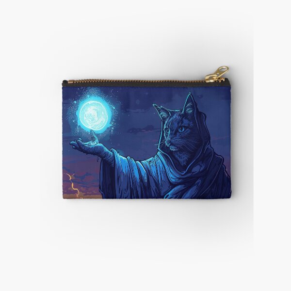 Item preview, Cat sorcerer casting light spell to highlight his surroundings in the medieval town designed and sold by EpicFantasy.