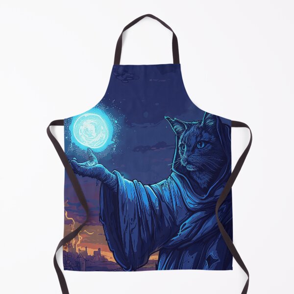 Item preview, Cat sorcerer casting light spell to highlight his surroundings in the medieval town designed and sold by EpicFantasy.