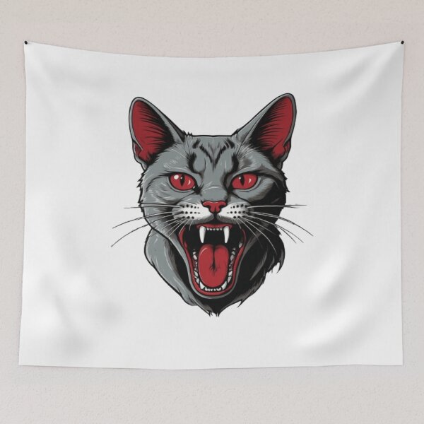 Item preview, Whiskered Whimsy: Vintage-inspired Comic Cat Art in Rusticcore Gray and Crimson Pop Art Style designed and sold by SSulatul101.