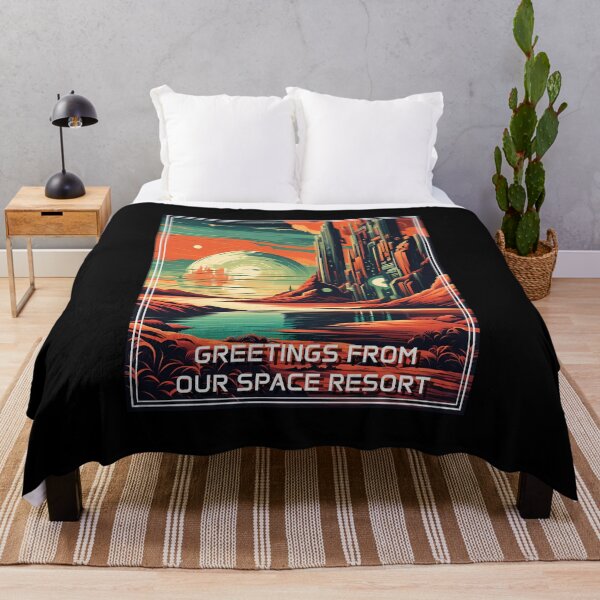 Artikelvorschau, Retro Science Fiction Landscape - Greetings from our Space Resort entworfen und verkauft von VauKaArtShop.