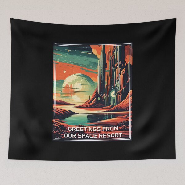 Artikelvorschau, Retro Science Fiction Landscape - Greetings from our Space Resort entworfen und verkauft von VauKaArtShop.