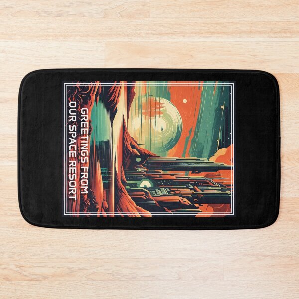 Item preview, Retro Science Fiction Landscape - Greetings from our Space Resort designed and sold by VauKaArtShop.