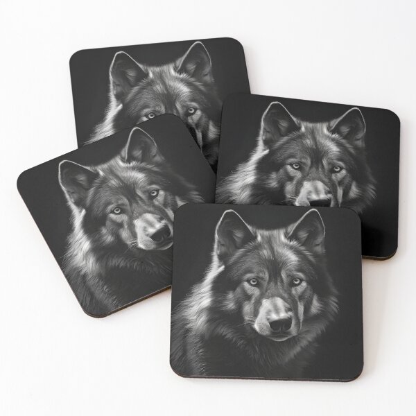 Item preview, Black and white Wolf pencil drawing  designed and sold by Pencil-Art.