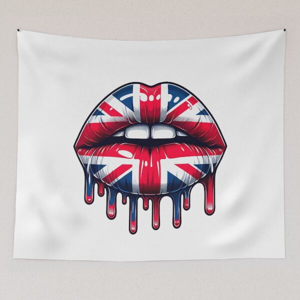 Item preview, Lips drip, UK flag, Union Jack flag lips designed and sold by iclipart.