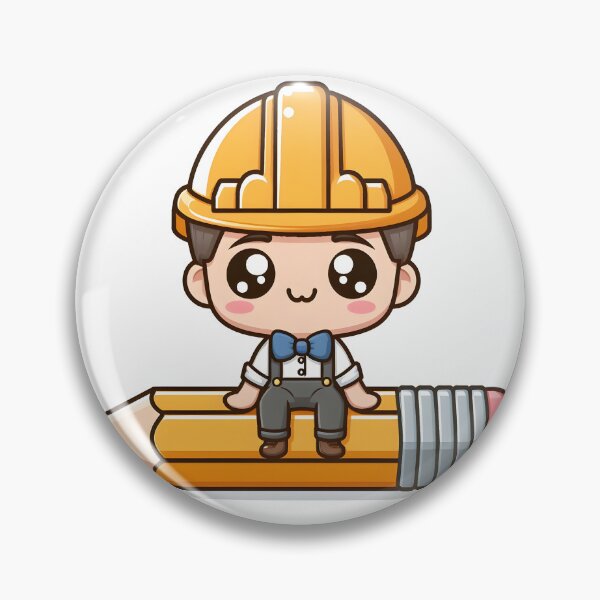 Item preview, Kawaii Engineer Wearing A Tool-Themed Bowtie Sitting On A Giant Pencil designed and sold by CanvasCutie.