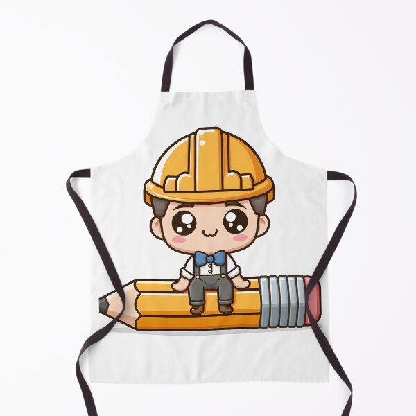 Item preview, Kawaii Engineer Wearing A Tool-Themed Bowtie Sitting On A Giant Pencil designed and sold by CanvasCutie.