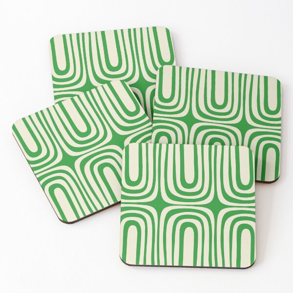 Item preview, Midcentury Modern Confaab Abstract Pattern Green Cream designed and sold by kierkegaard.