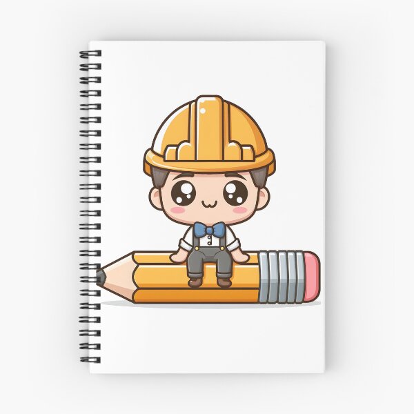 Item preview, Kawaii Engineer Wearing A Tool-Themed Bowtie Sitting On A Giant Pencil designed and sold by CanvasCutie.