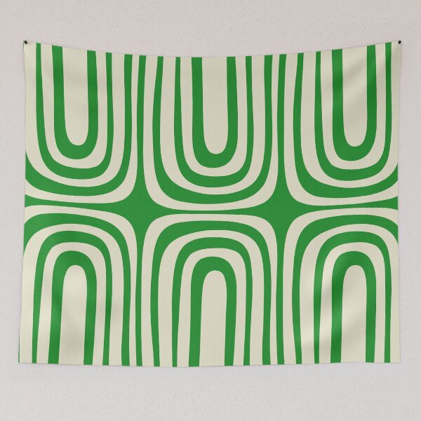 Item preview, Midcentury Modern Confaab Abstract Pattern Green Cream designed and sold by kierkegaard.