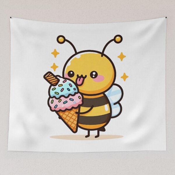 Item preview, Kawaii Bee With Ice Cream And Sprinkles designed and sold by CanvasCutie.