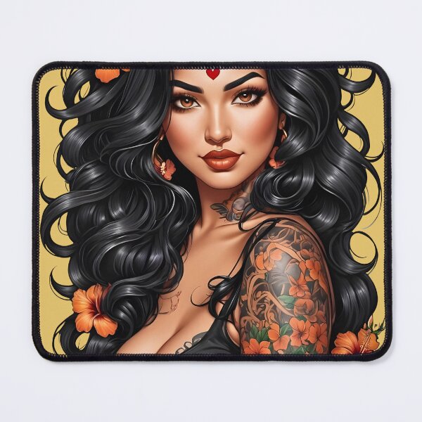 Item preview, Bohemian Latina comic retro vintage Hibiscus floral design designed and sold by BorgSpareParts.