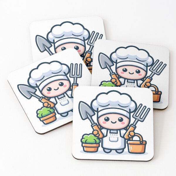 Item preview, Kawaii Chef With Gardening Gloves Gardening With Kitchen Utensils designed and sold by CanvasCutie.