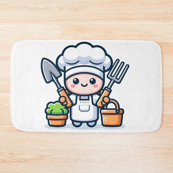 Item preview, Kawaii Chef With Gardening Gloves Gardening With Kitchen Utensils designed and sold by CanvasCutie.