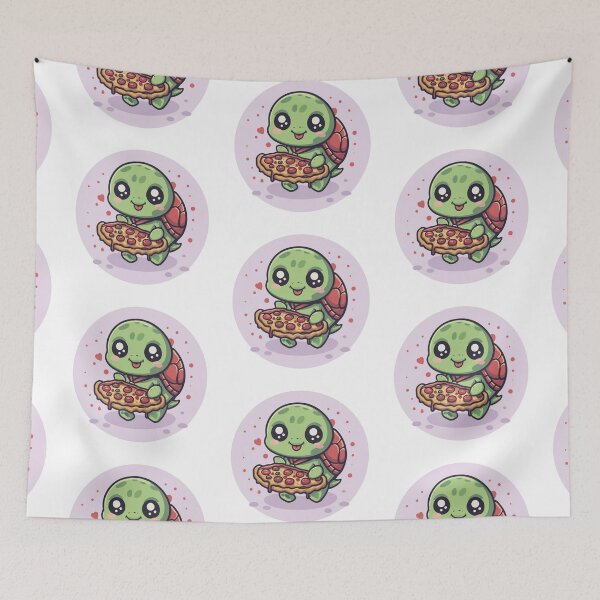 Item preview, Funny cute kawaii turtle eating pizza designed and sold by Trend-Beaver.