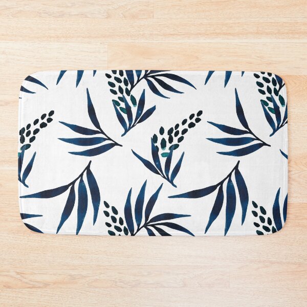 Item preview, Indigo blue leaves/floral pattern designed and sold by AlessandraWood.