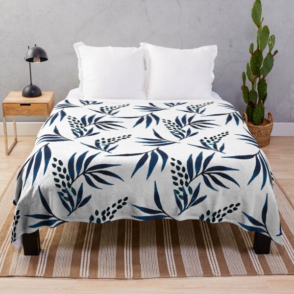 Item preview, Indigo blue leaves/floral pattern designed and sold by AlessandraWood.