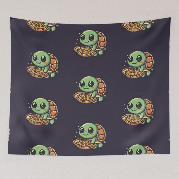 Item preview, Funny cute kawaii turtle eating pizza designed and sold by Trend-Beaver.