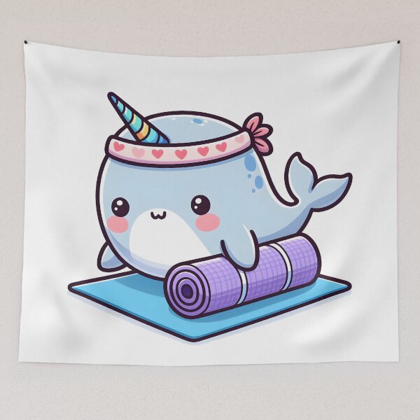Item preview, Kawaii Narwhal: A Yoga Mat And Headband designed and sold by CanvasCutie.