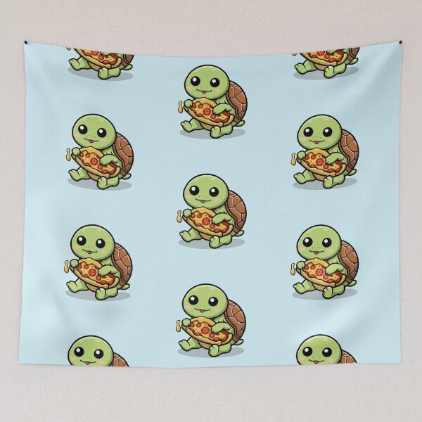 Item preview, Funny cute kawaii turtle eating pizza designed and sold by Trend-Beaver.