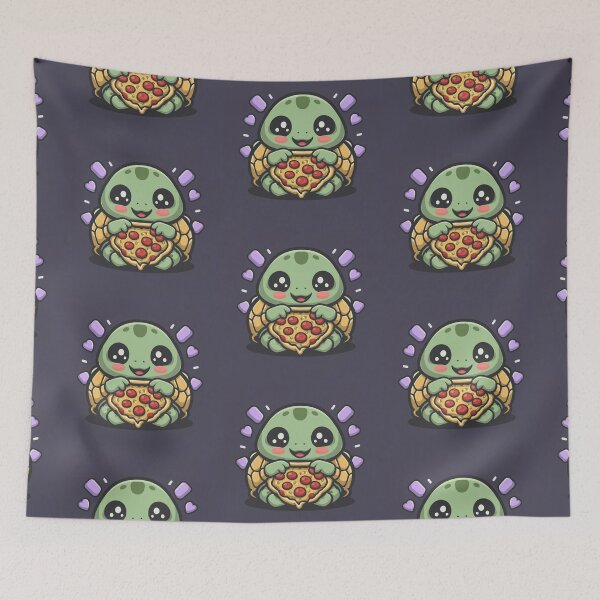 Item preview, Funny cute kawaii turtle eating pizza designed and sold by Trend-Beaver.