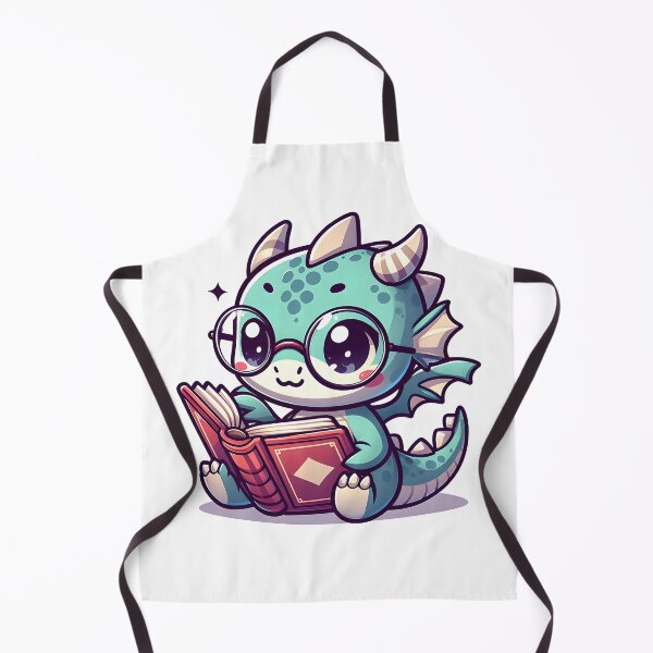 Item preview, Kawaii Adorable Dragon With Glasses Reading designed and sold by CanvasCutie.