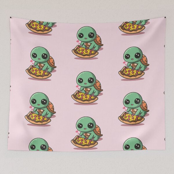 Item preview, Funny cute kawaii turtle eating pizza designed and sold by Trend-Beaver.