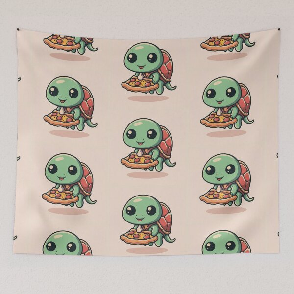 Item preview, Funny cute kawaii turtle eating pizza designed and sold by Trend-Beaver.