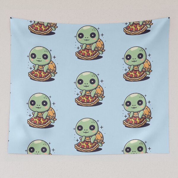 Item preview, Funny cute kawaii turtle eating pizza designed and sold by Trend-Beaver.