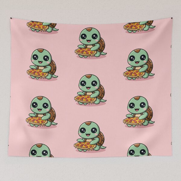 Item preview, Funny cute kawaii turtle eating pizza designed and sold by Trend-Beaver.