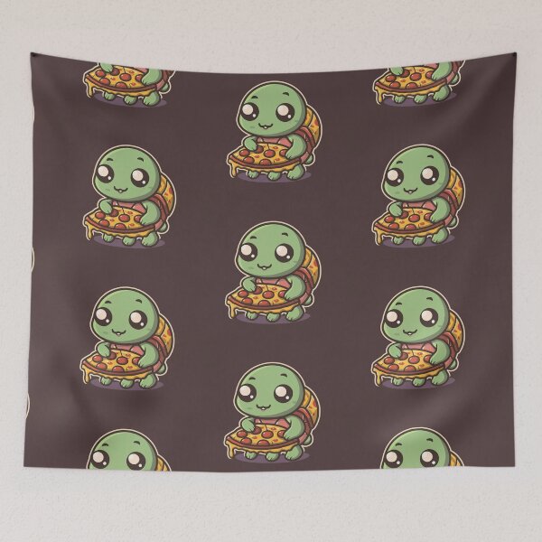 Item preview, Funny cute kawaii turtle eating pizza designed and sold by Trend-Beaver.